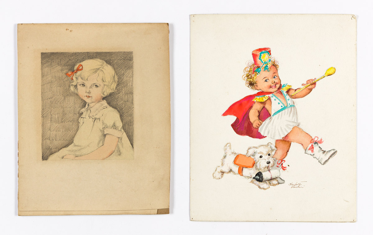 CHARLOTTE BECKER (1901-1984) [CHILDRENS] Small archive of published and working drawings and family photo album.